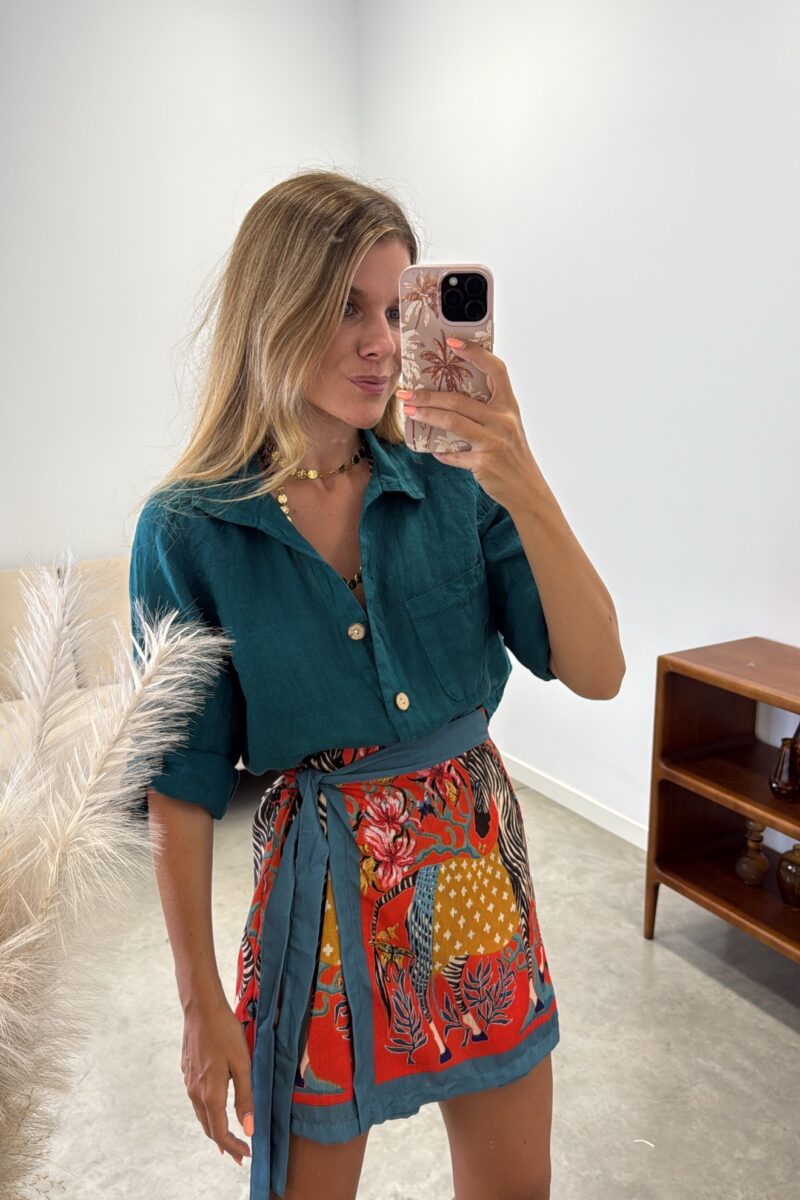 Camisa Turquesa Lino