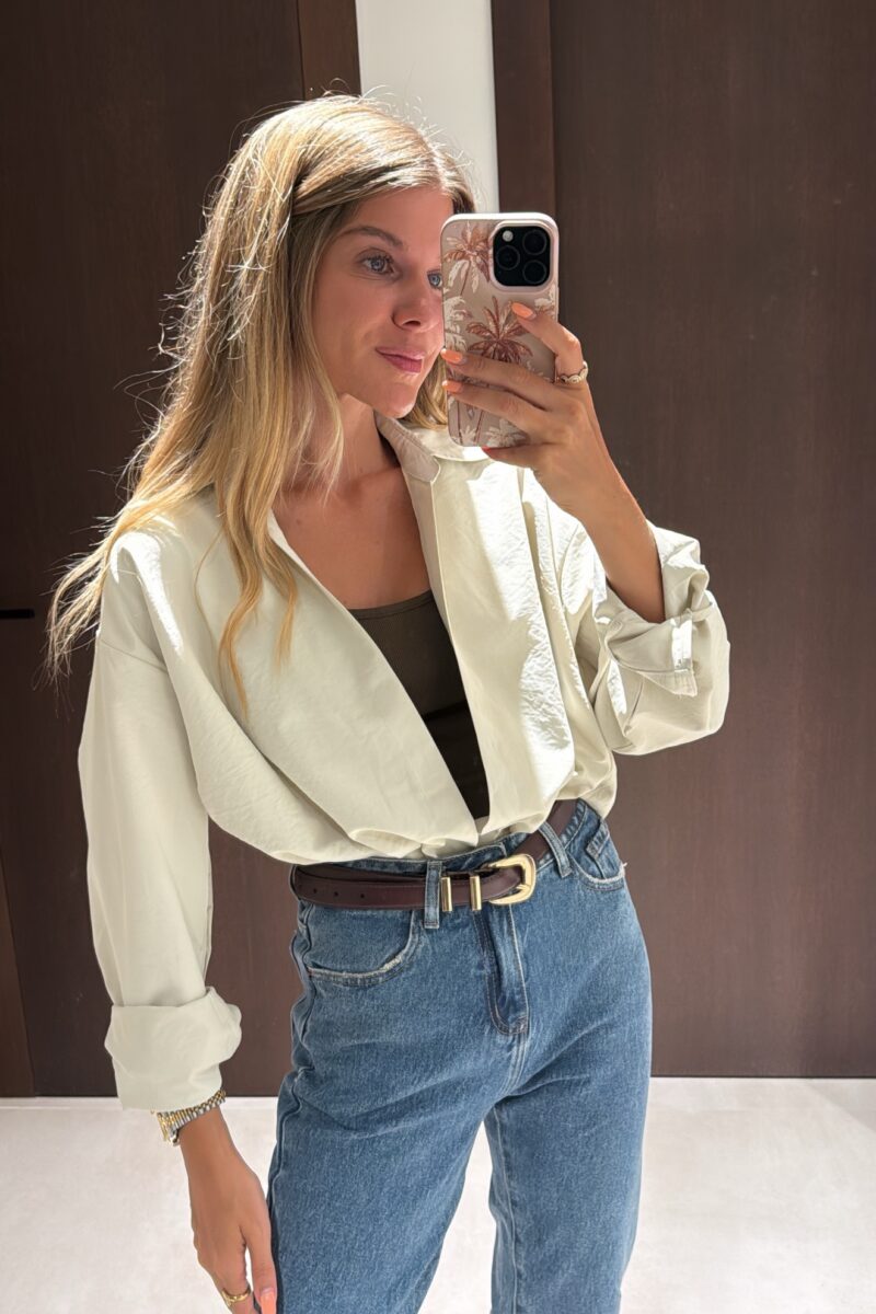 Camisa con Camiseta Beige