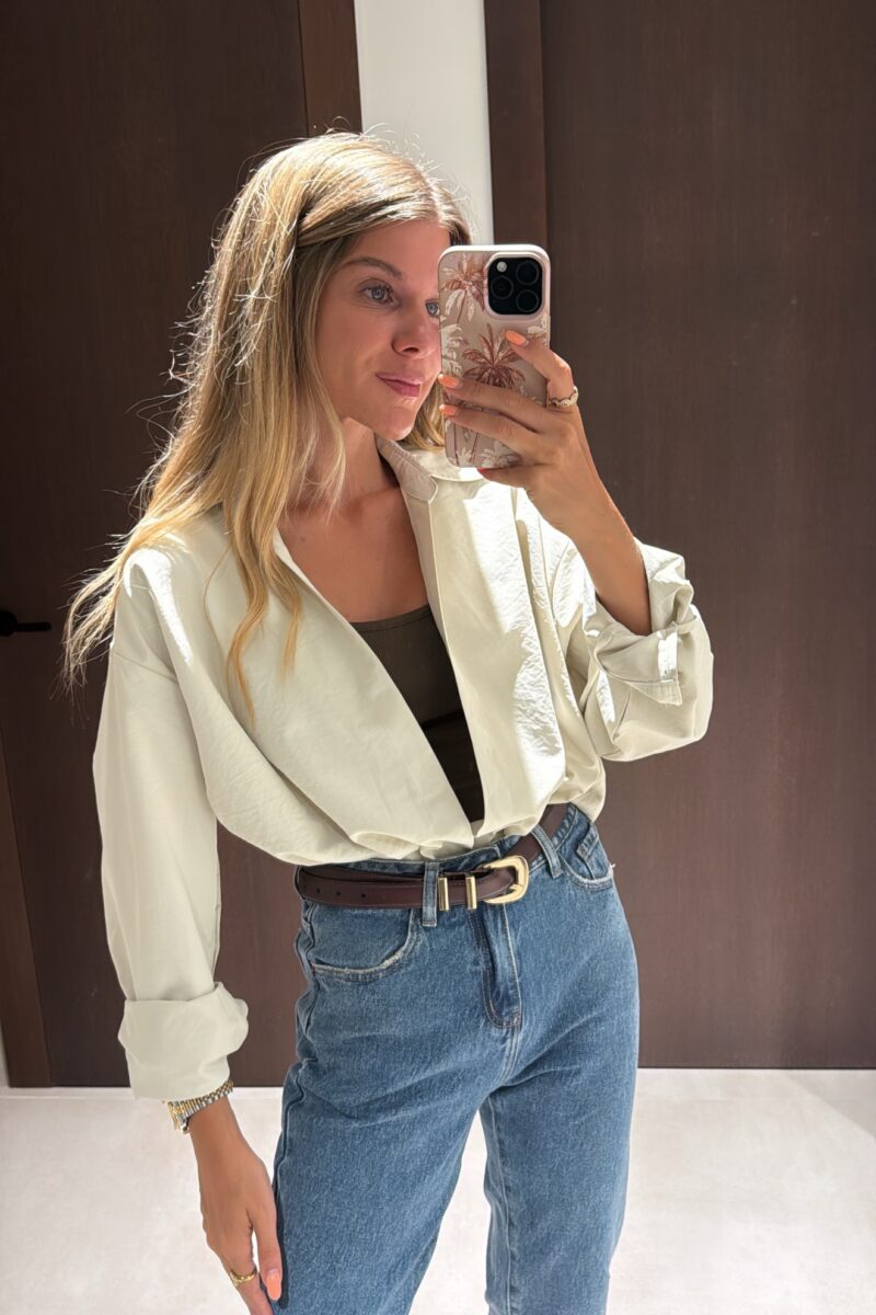 Camisa con Camiseta Beige