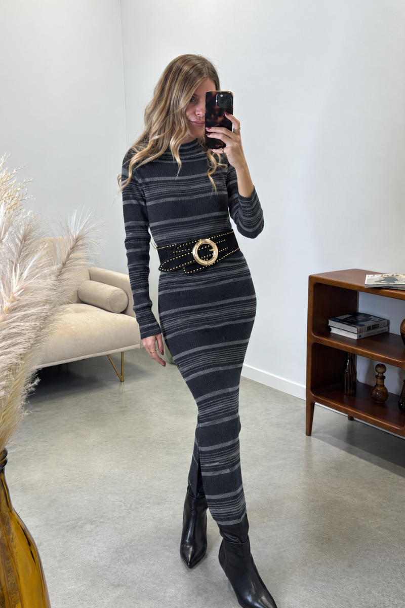 Vestido Negro Rayas
