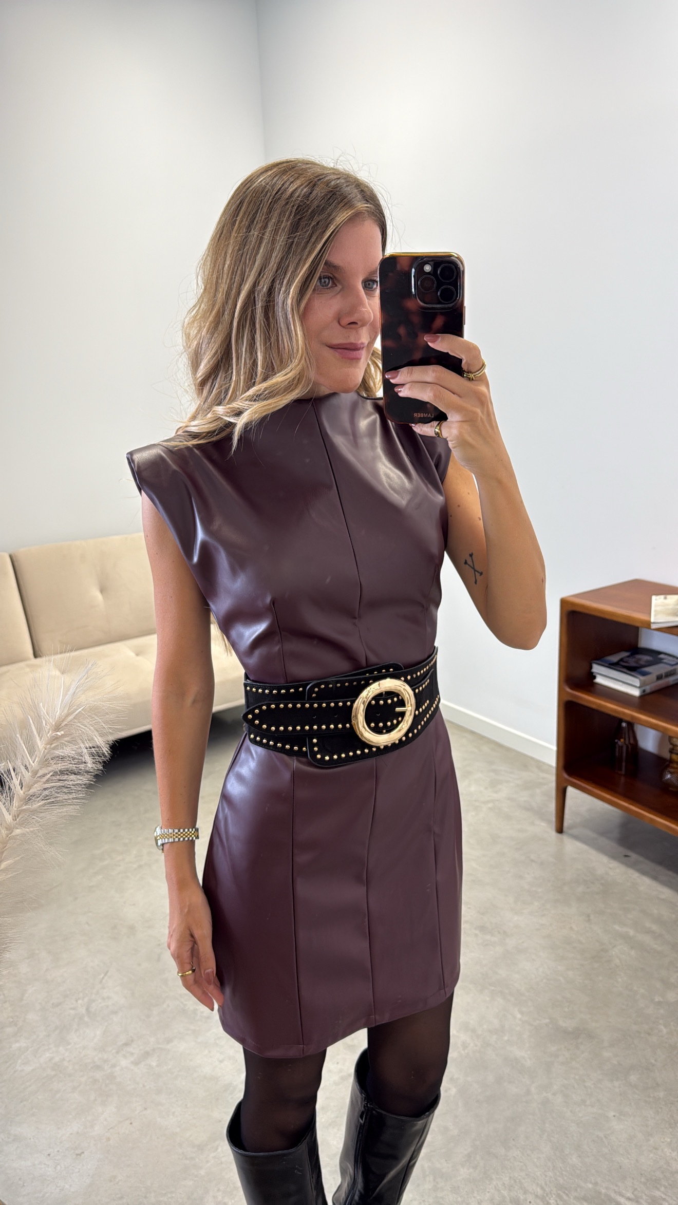 Vestido Burdeos Polipiel - Imagen 2