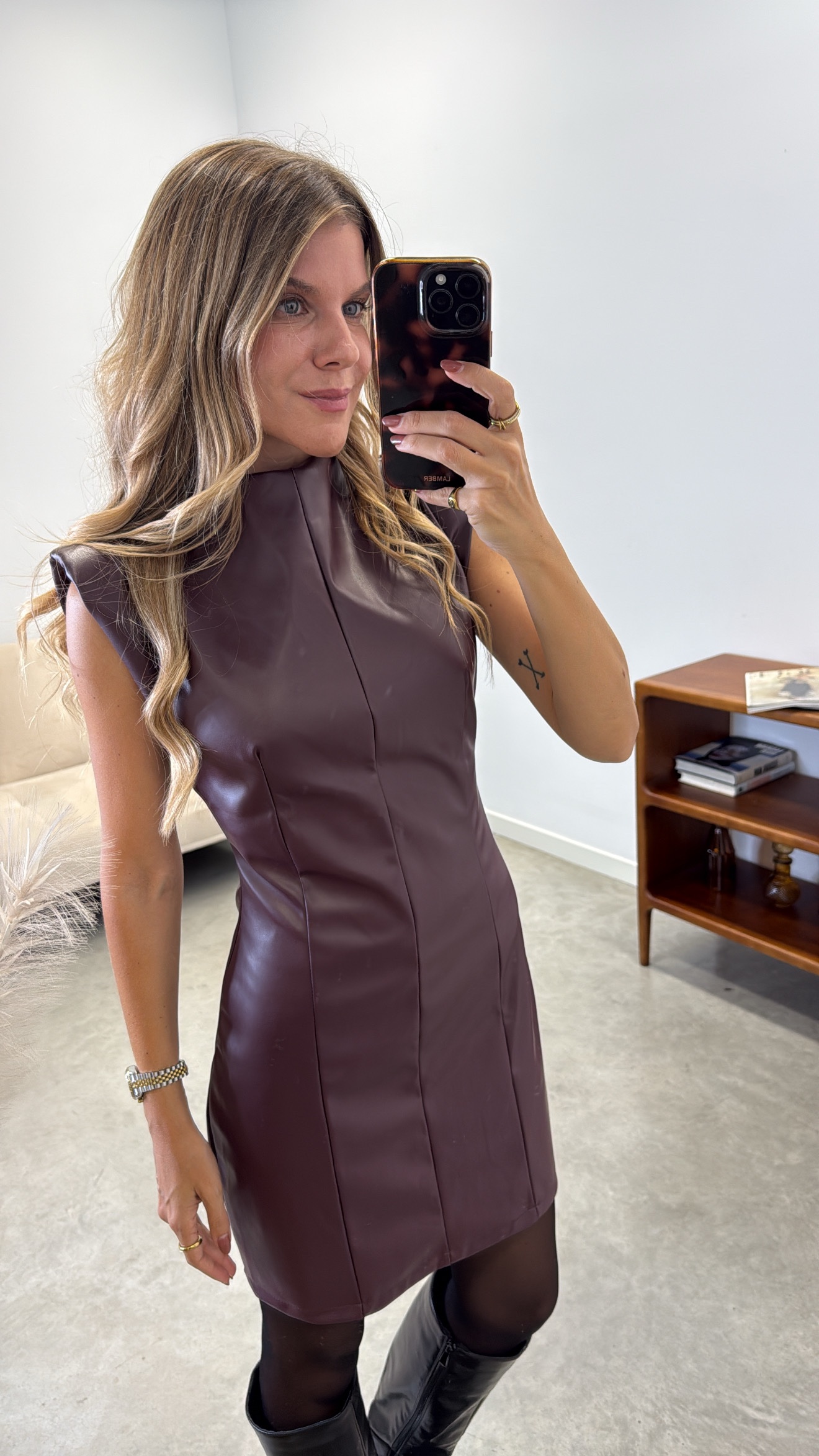 Vestido Burdeos Polipiel - Imagen 4