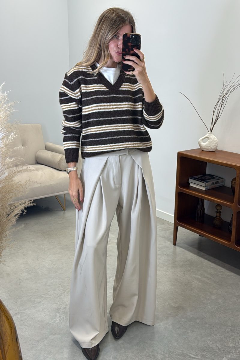 Pantalon Beige Pliegues