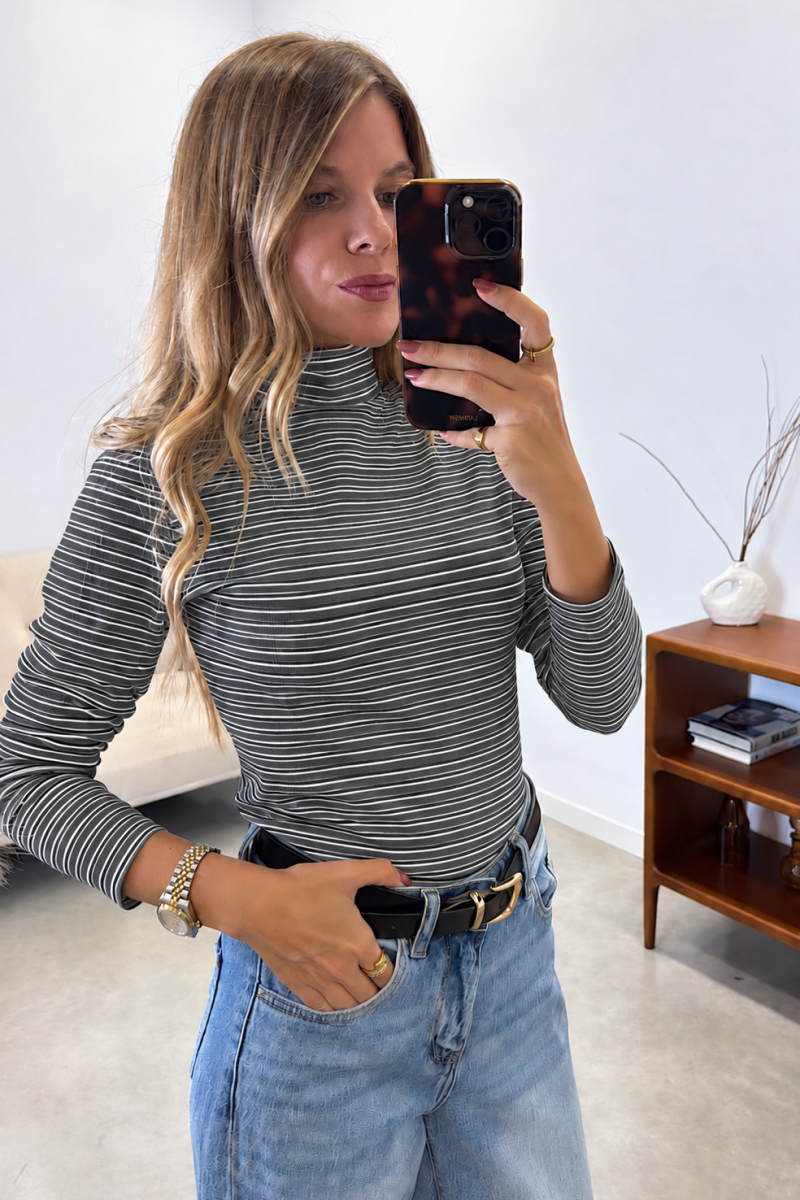 Camiseta Gris Termica Stripes