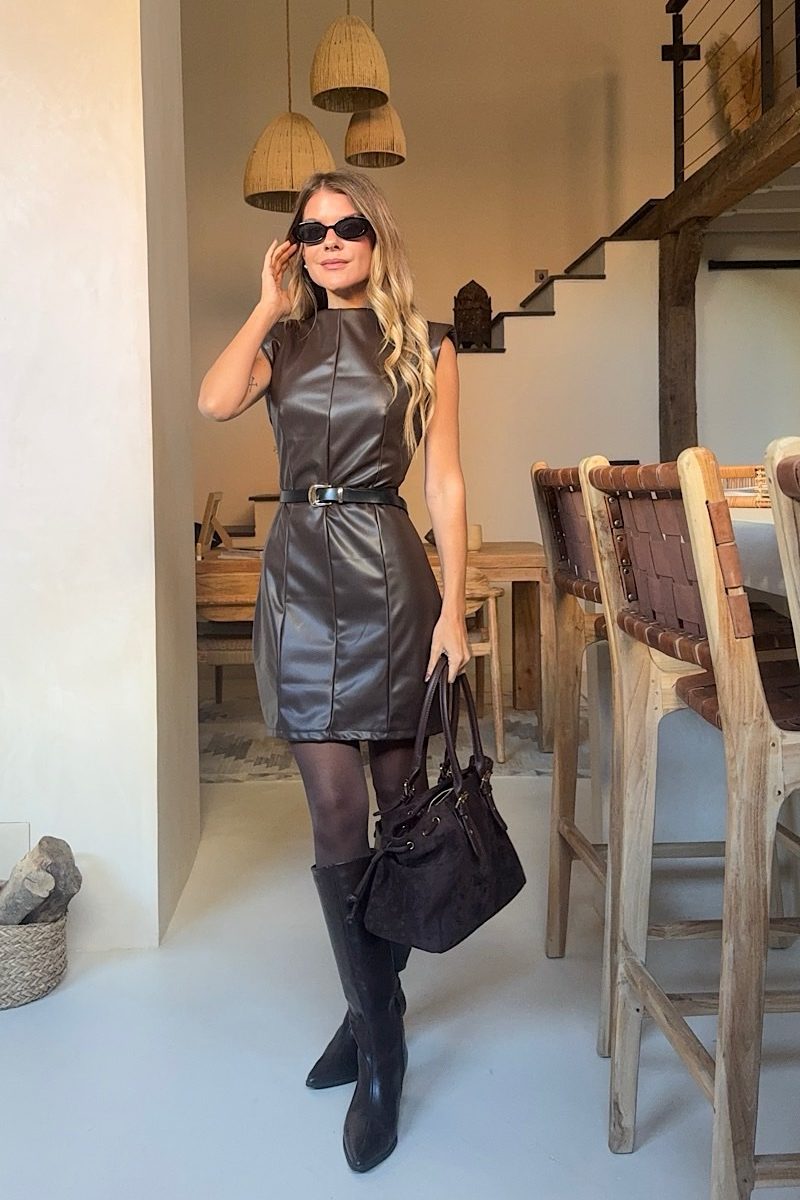 Vestido Marron Polipiel